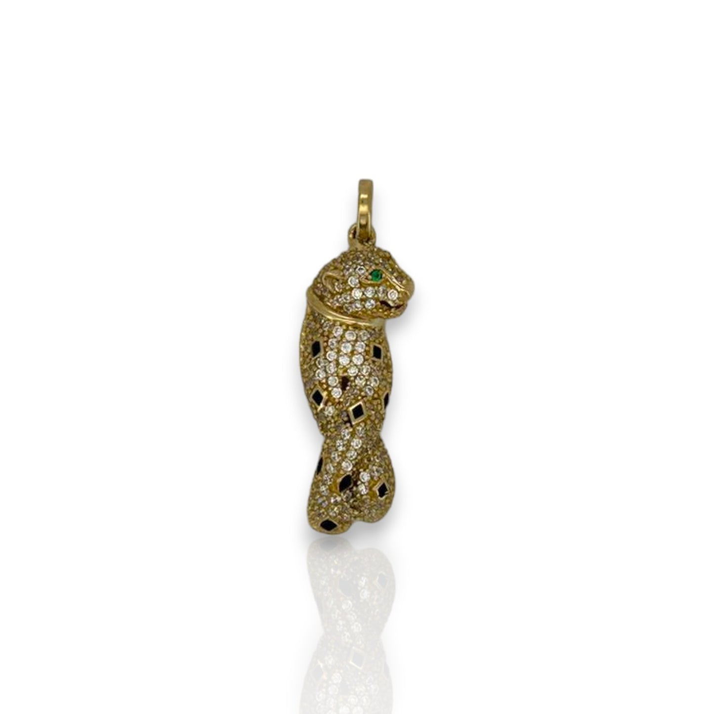 Jaguar Cz Pendant - 14k Yellow Gold