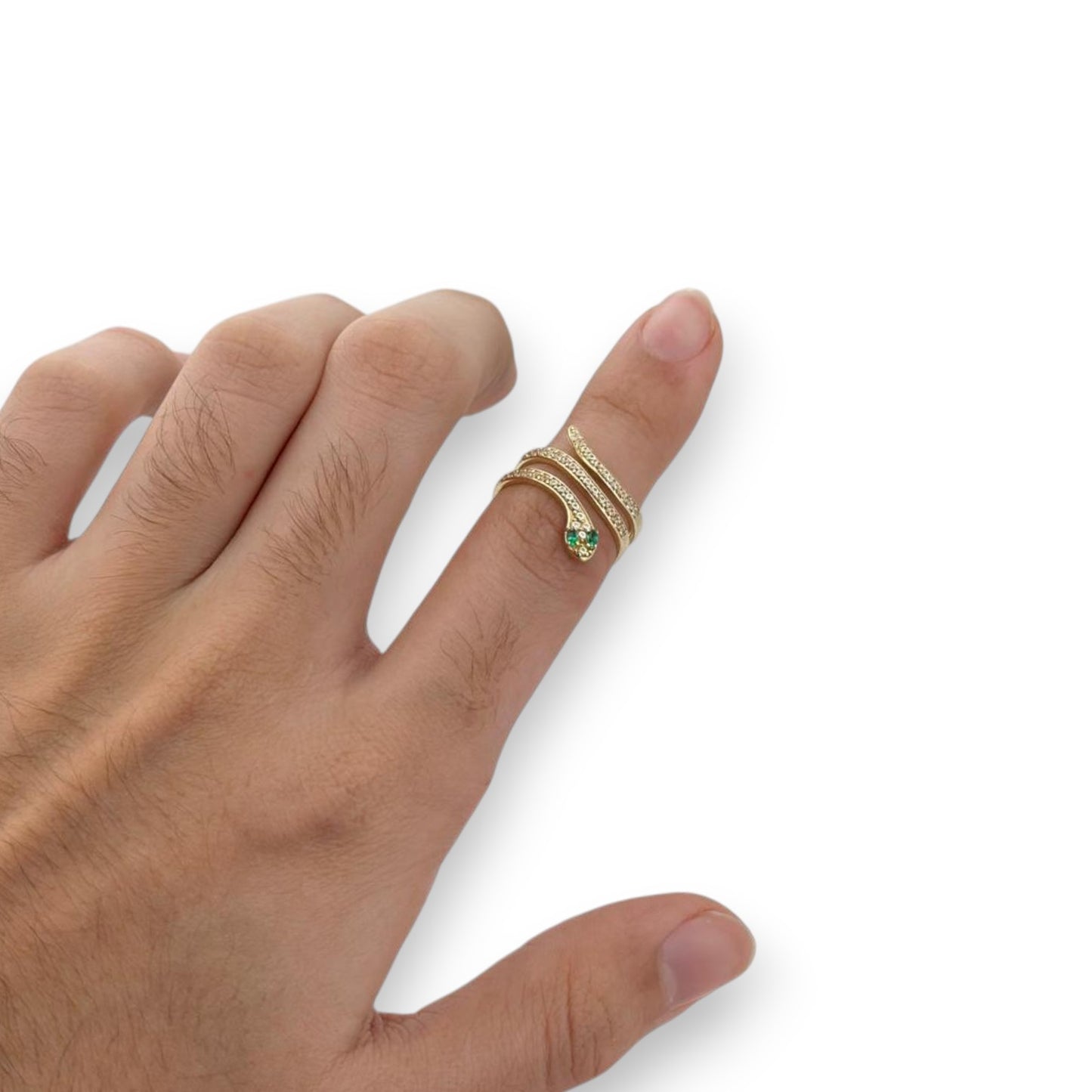 Snake CZ Ring - 10K Yellow Gold