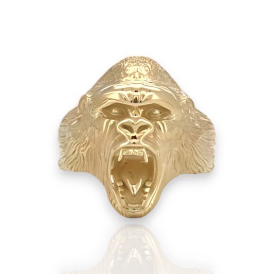 Screaming Gorilla Yellow Gold Ring  - 10K Yellow Gold