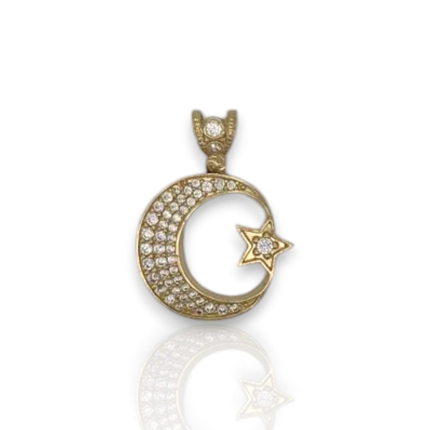 Islam Cz Pendant - 14K Yellow Gold
