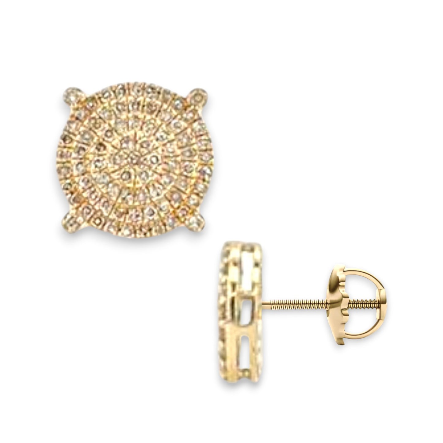 0.52ct Diamond Round Stud Earrings - 14k Yellow Gold