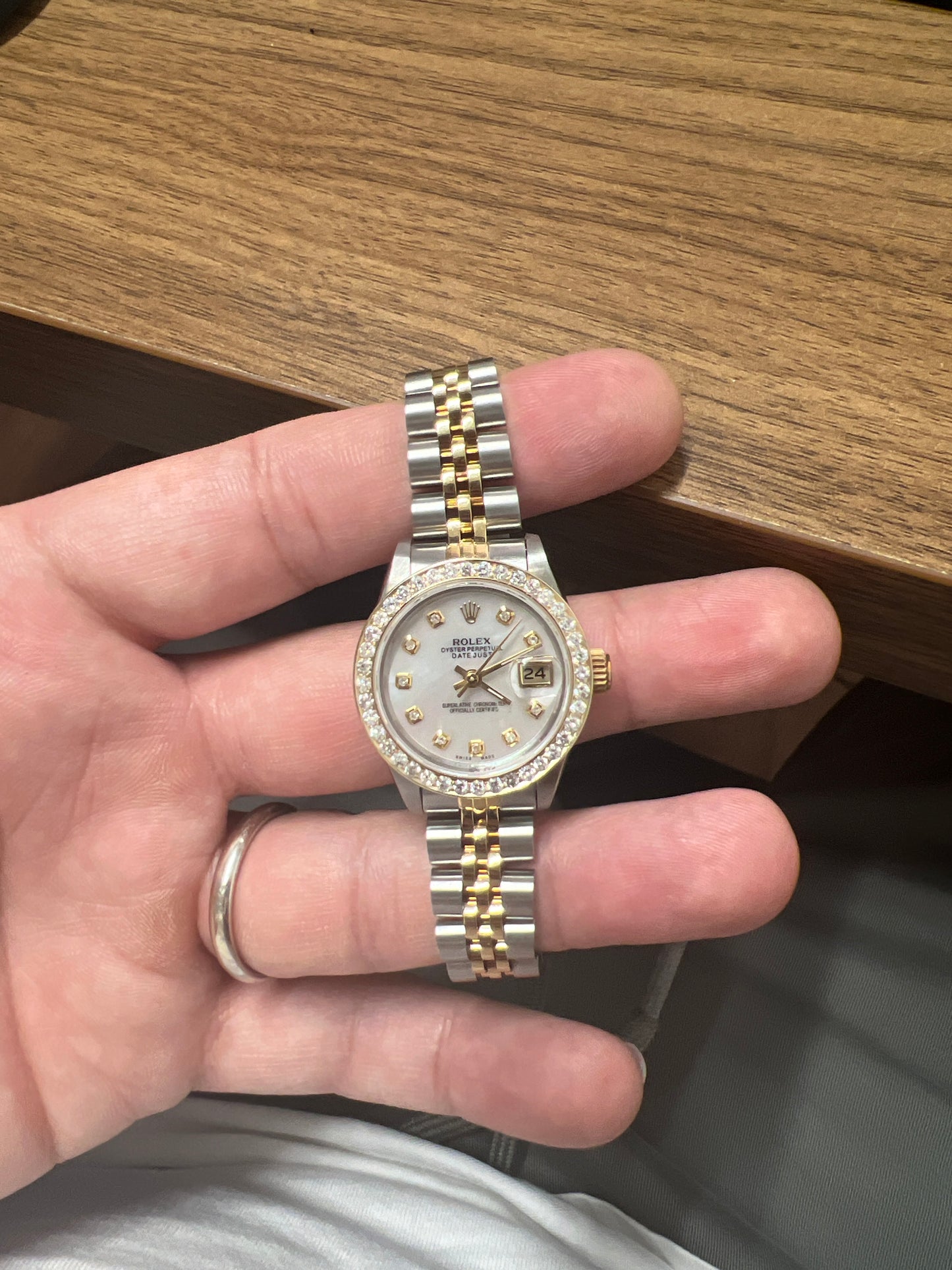 Rolex Datejust Diamond Bezel Watch 26mm White Diamond Dial | 1.10ct