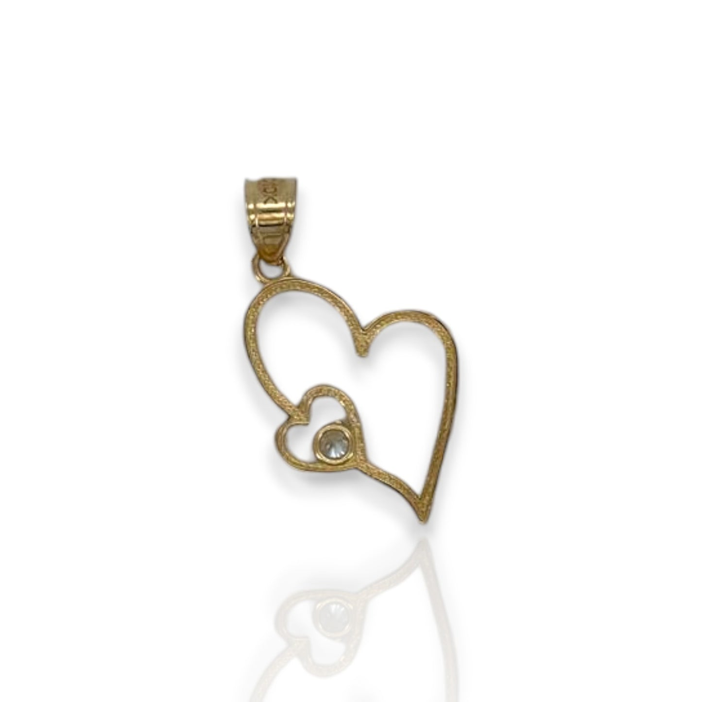 Heart Cz Pendant - 10K Yellow Gold