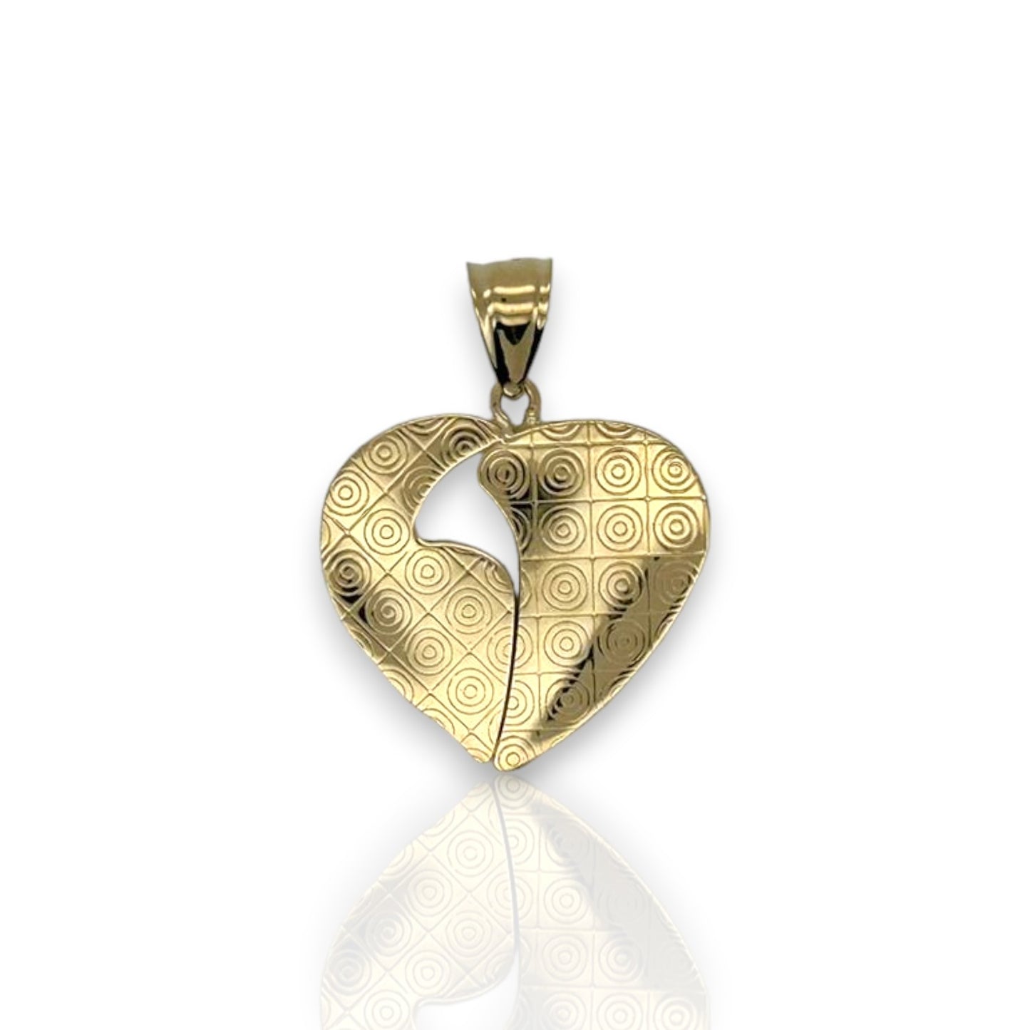 Heart Two Tone Pendant - 14K Yellow Gold