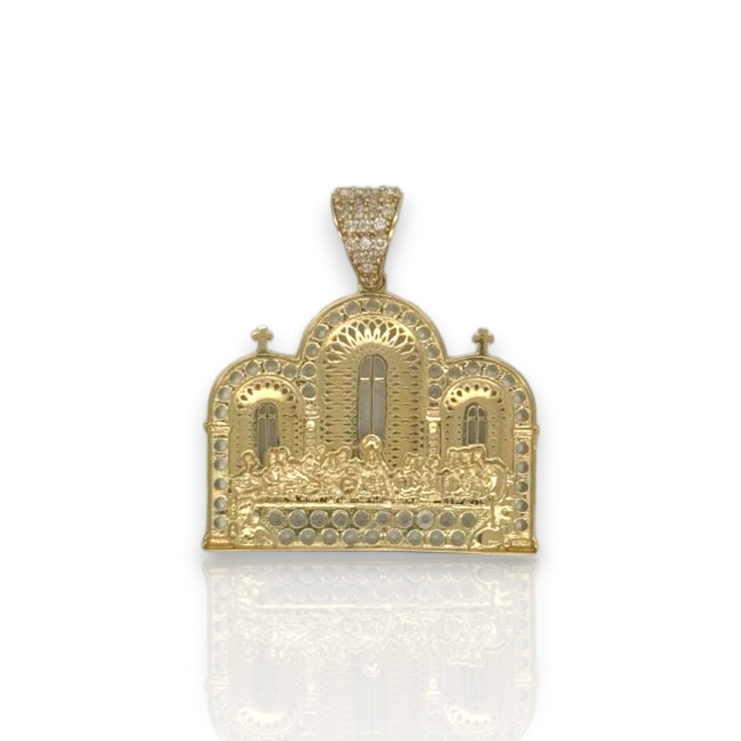 Last Supper Cz Pendant - 14k Yellow Gold