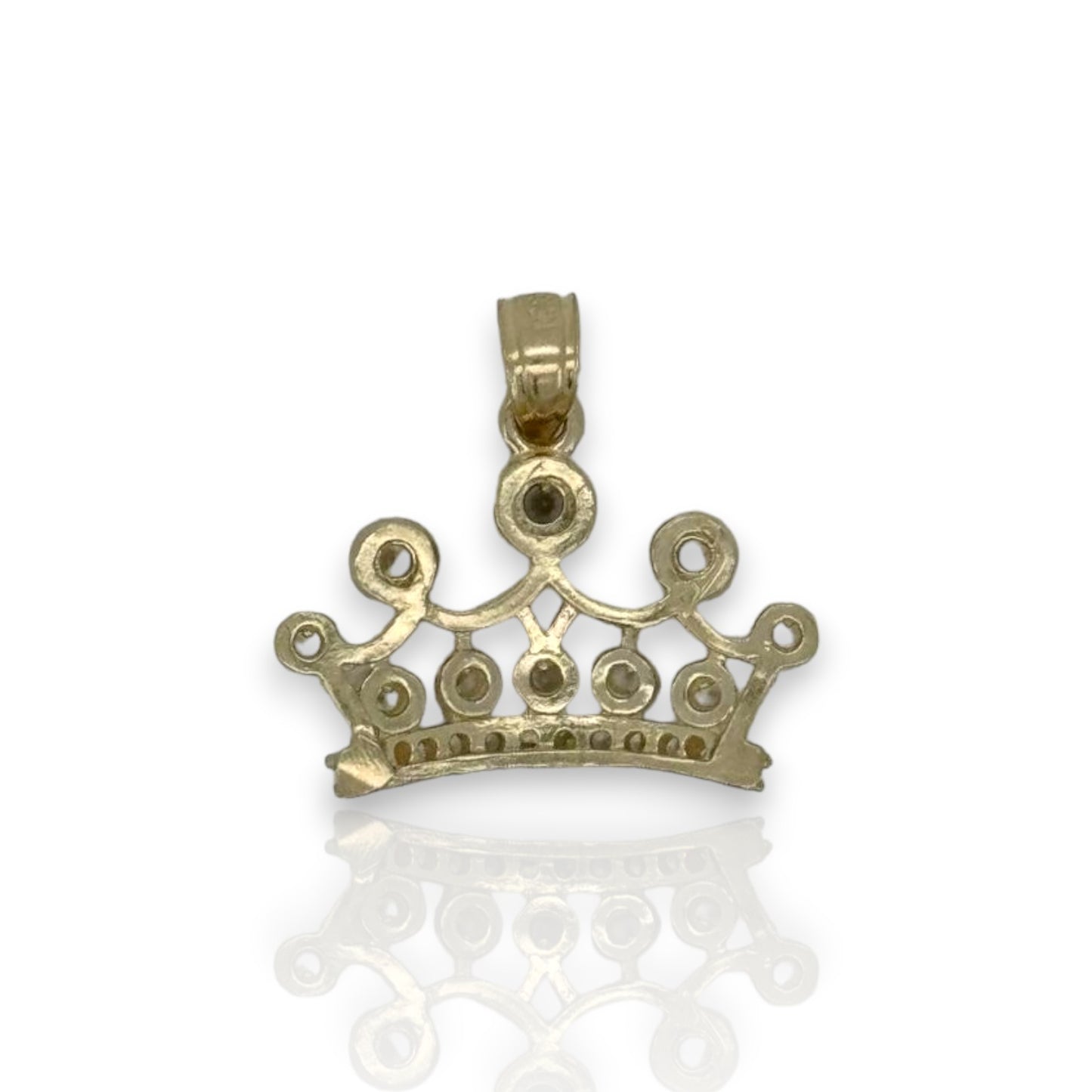 Crown Cz Pendant - 10K Yellow Gold