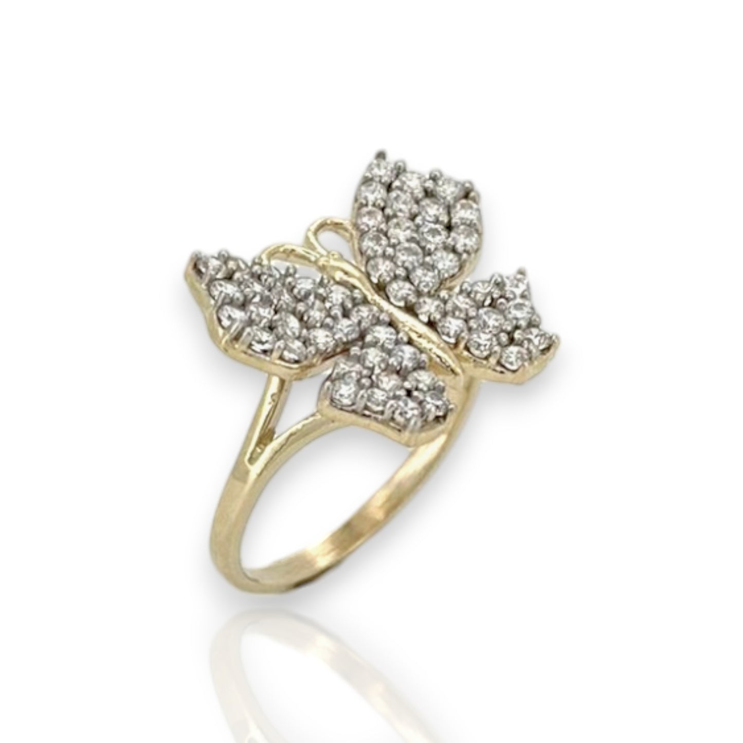 Butterfly CZ Ring - 10K Yellow Gold