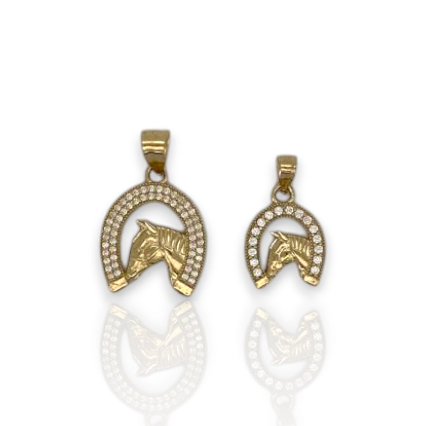 Horseshoe Cz Pendant - 14K Yellow Gold