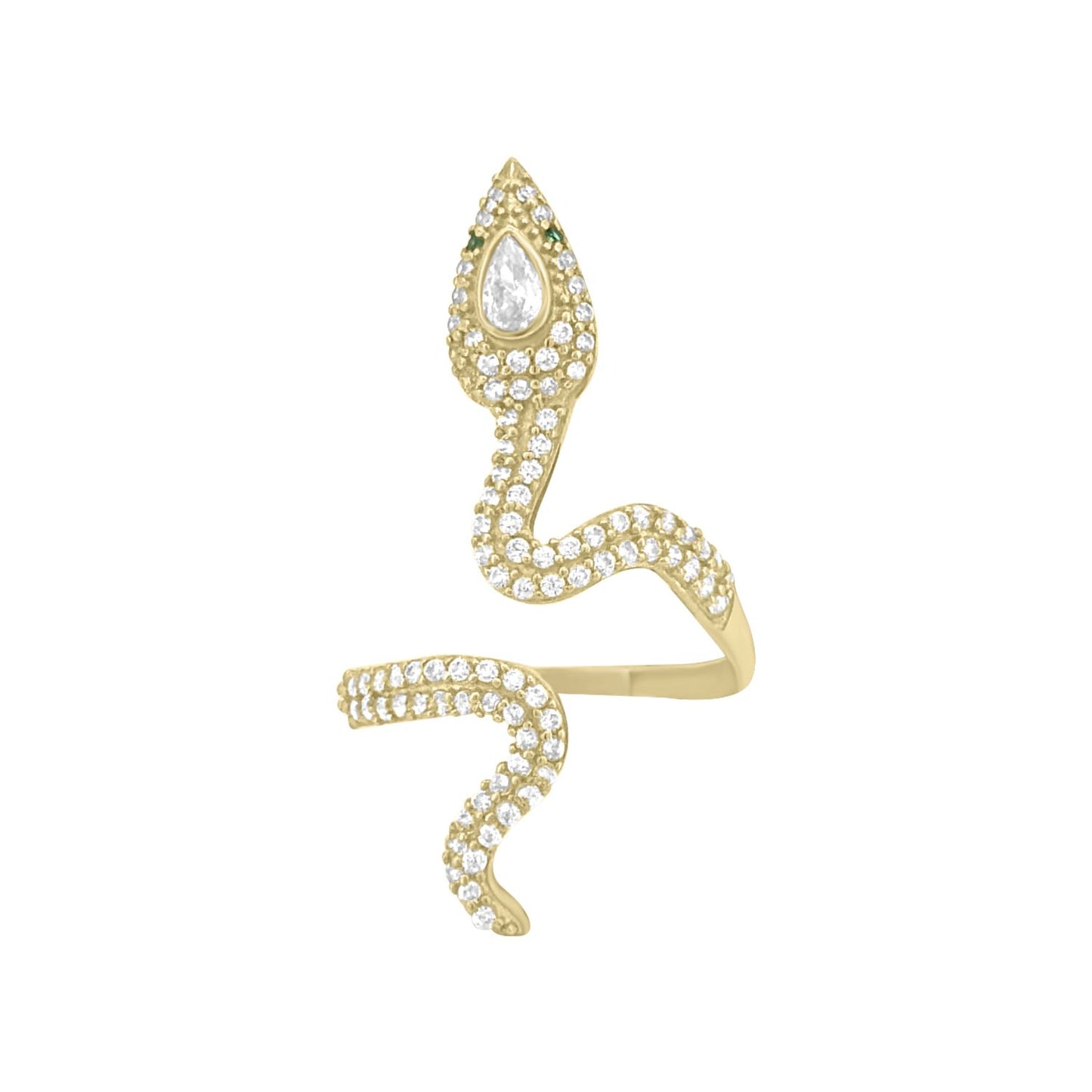 Snake CZ Ring - 10K Yellow Gold