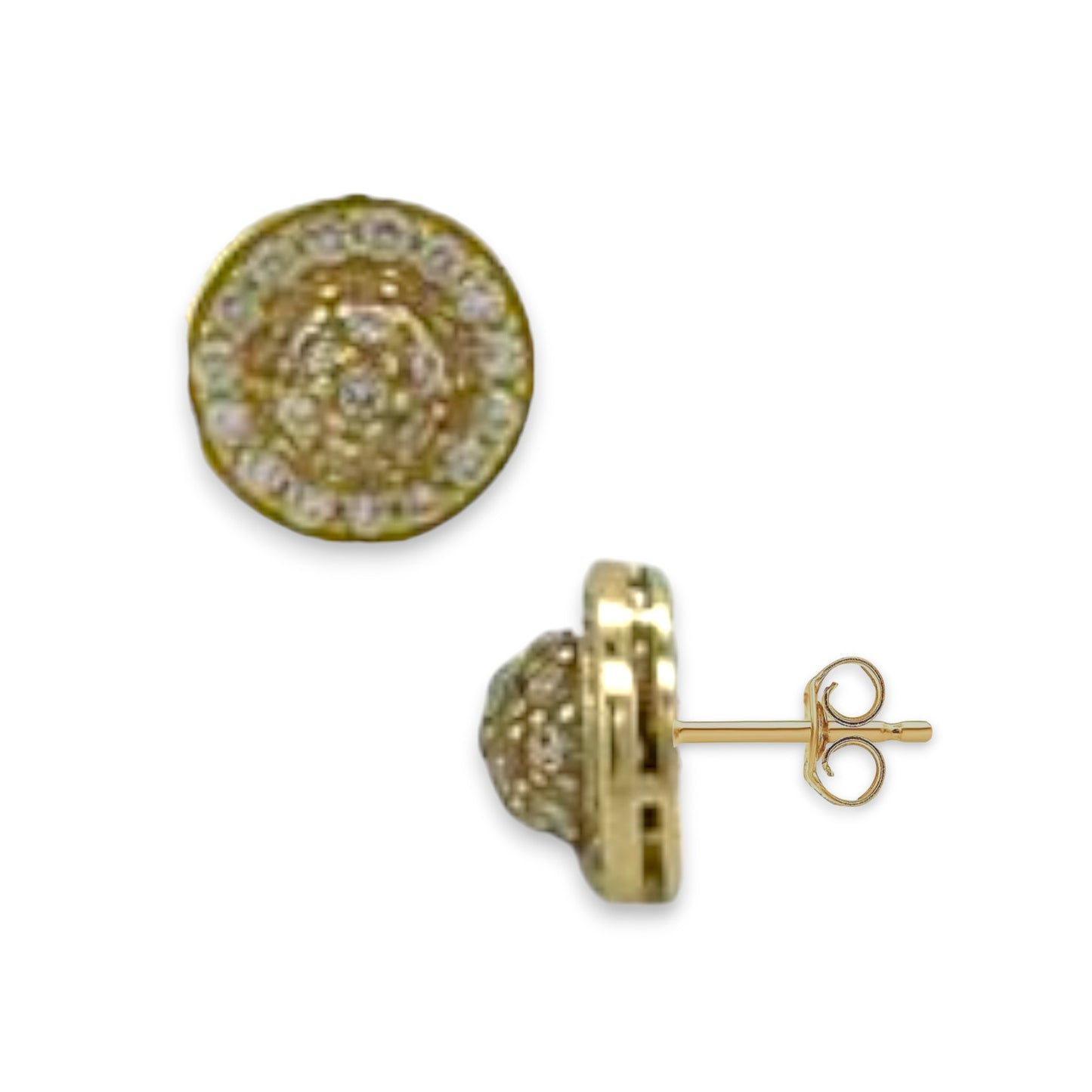 Round Cz Earrings - 10K Yellow Gold