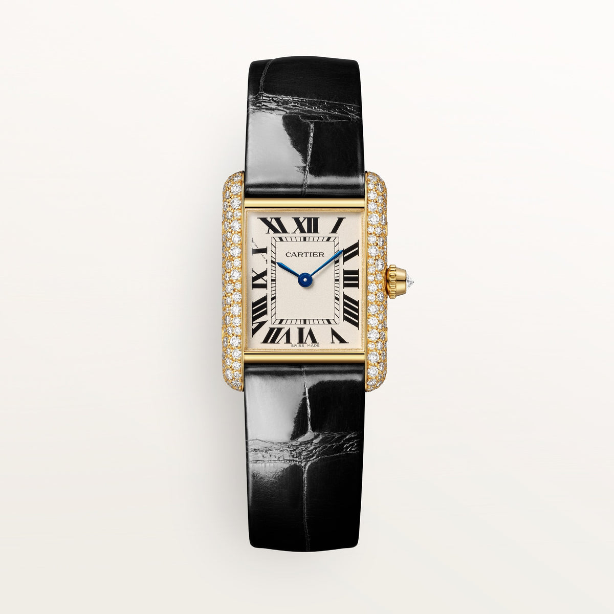 Cartier Tank Louis Cartier WJTA0074 - Small model 18K yellow gold, Silvered Dial, Shiny black alligator leather strap