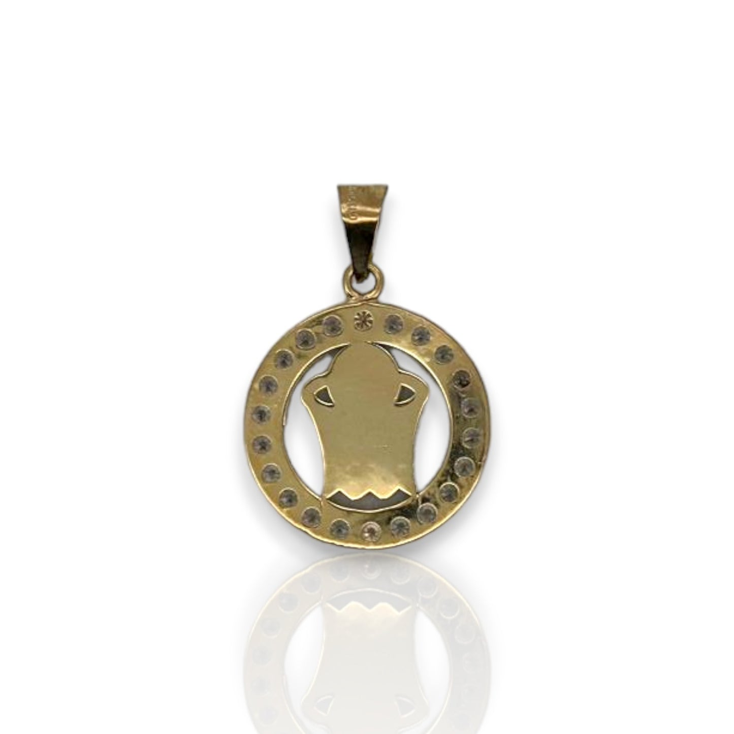 Medallion Round Basketball CZ - 10K Yellow Gold
