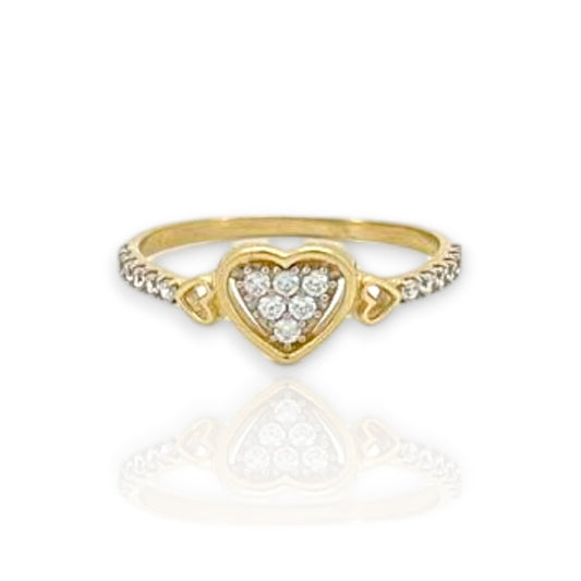 Heart CZ Ring - 10K Yellow Gold