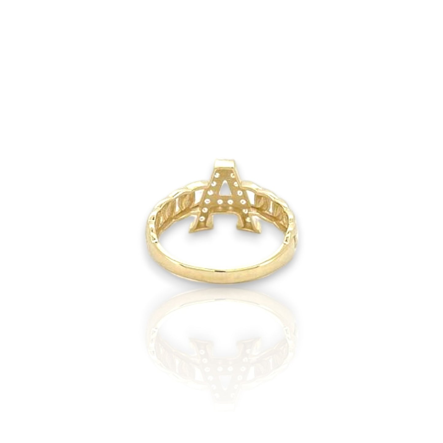 Initial Ring Letter CZ - 10K Yellow Gold