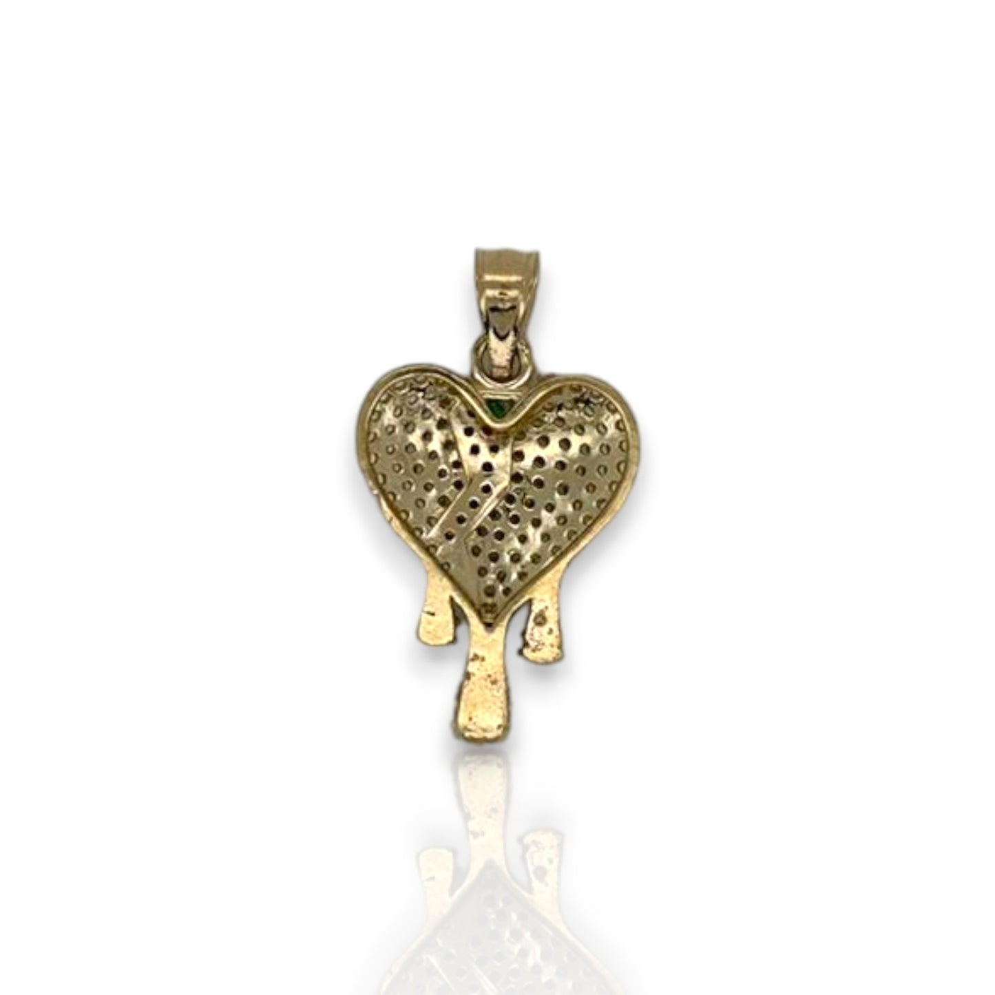 Melting Heart Cz Pendant - 14K Yellow Gold