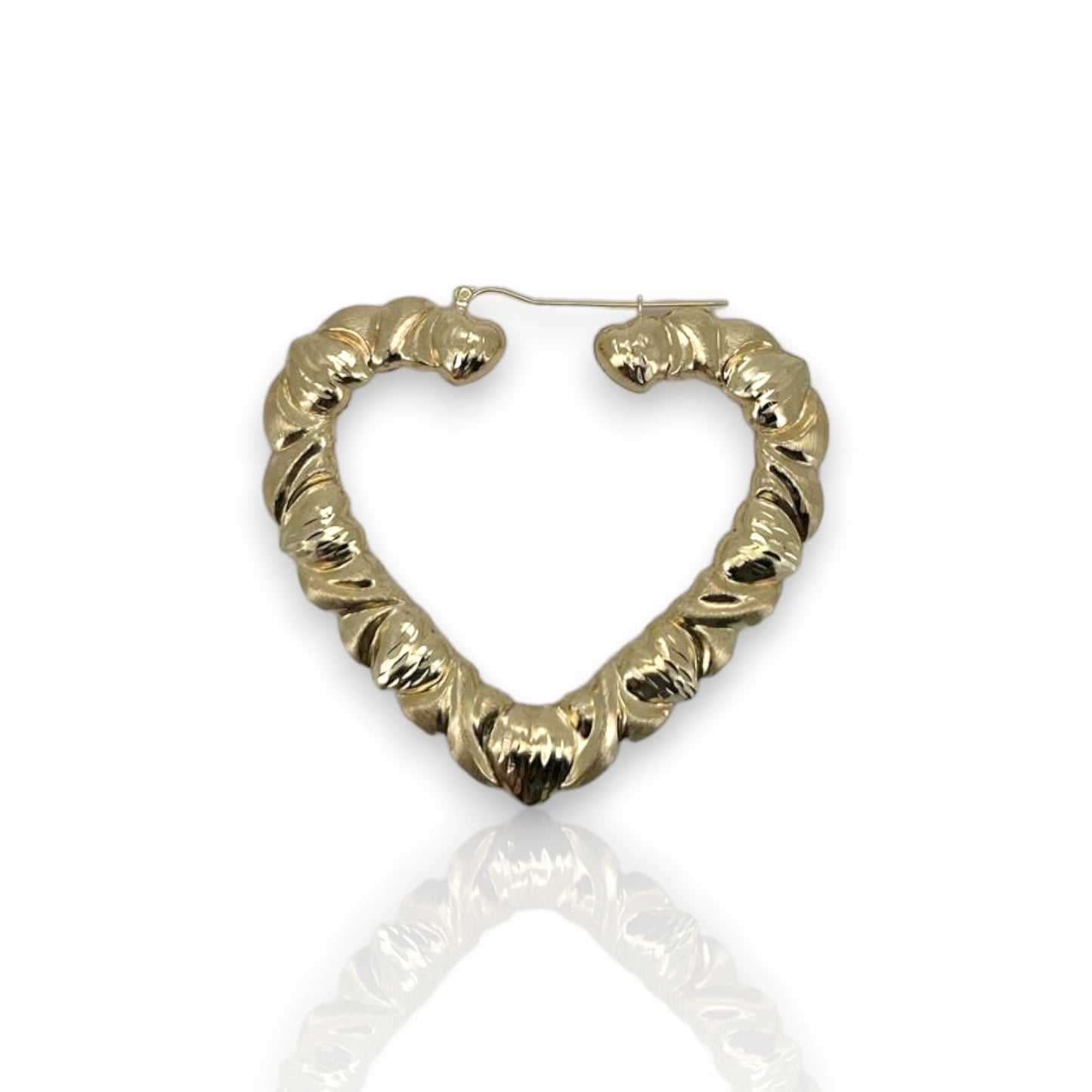 Hoop Heart Earrings - 10K Yellow Gold