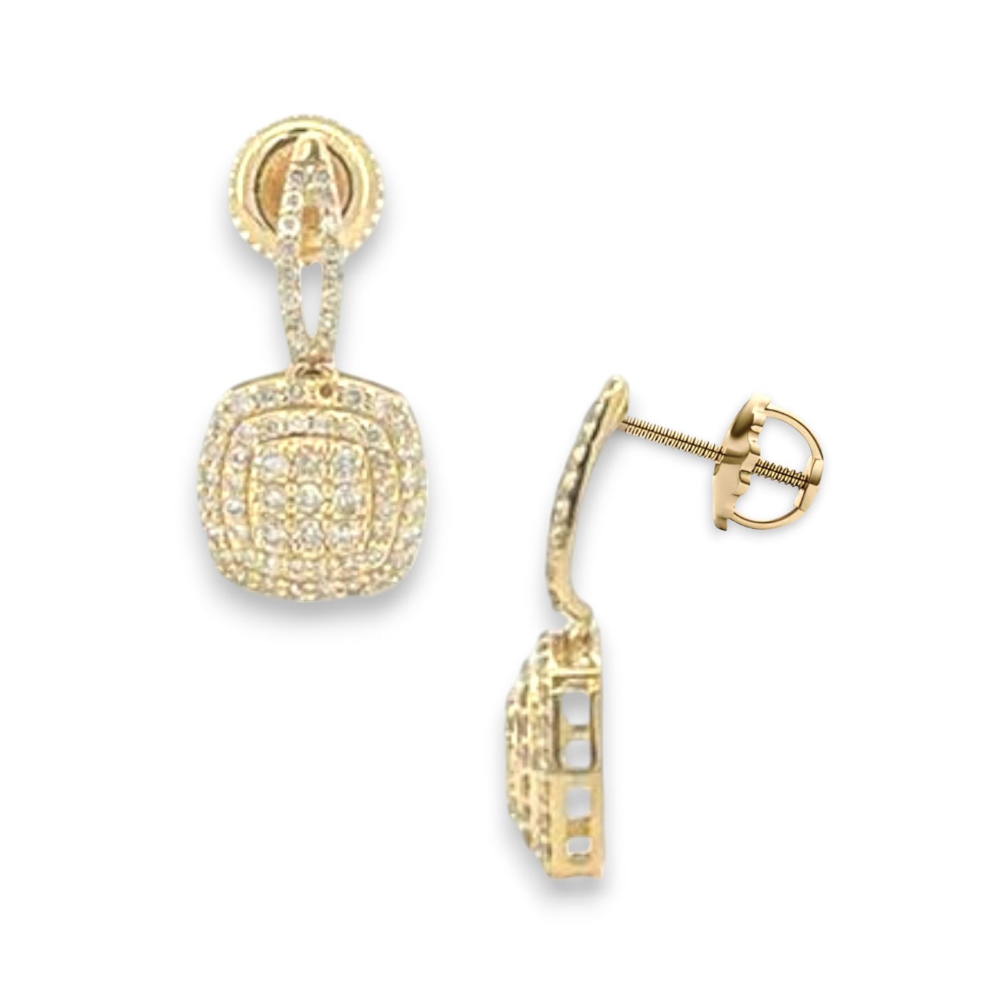 0.59ct Diamond Square Stud Earrings - 14k Yellow Gold