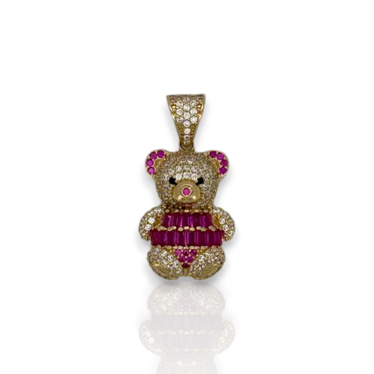 Heart Teddy Bear Pendant - 14k Yellow Gold