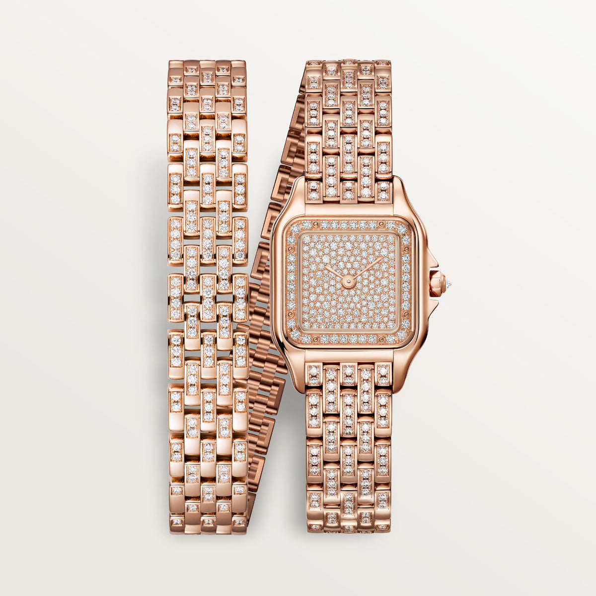 Cartier Panthère de Cartier WJPN0062 - Small model Rose gold, Rose gold set with 172 diamonds (0.47 ct) Dial, Rose gold double-loop bracelet semi-set