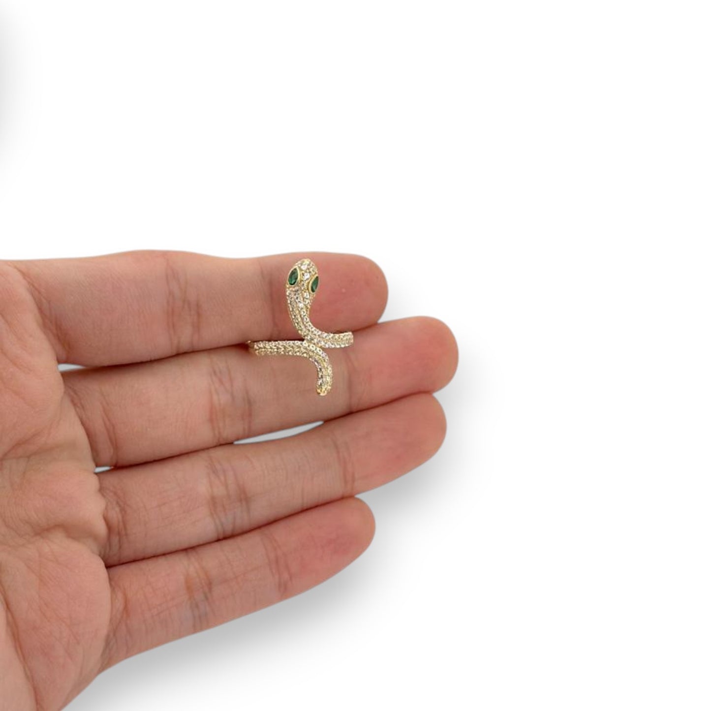 Snake CZ Ring - 10K Yellow Gold