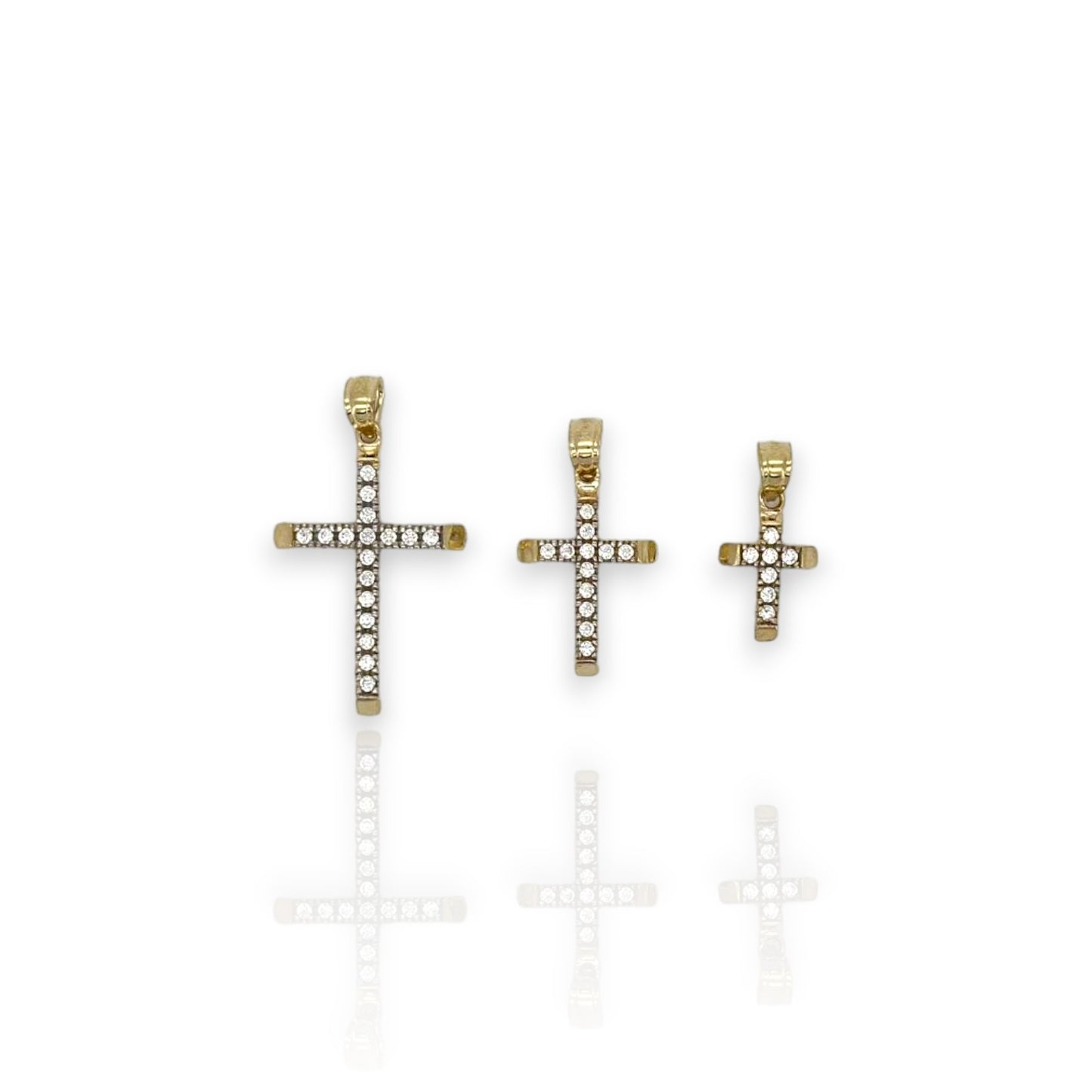 Cross Cz Pendant - 10k Yellow Gold