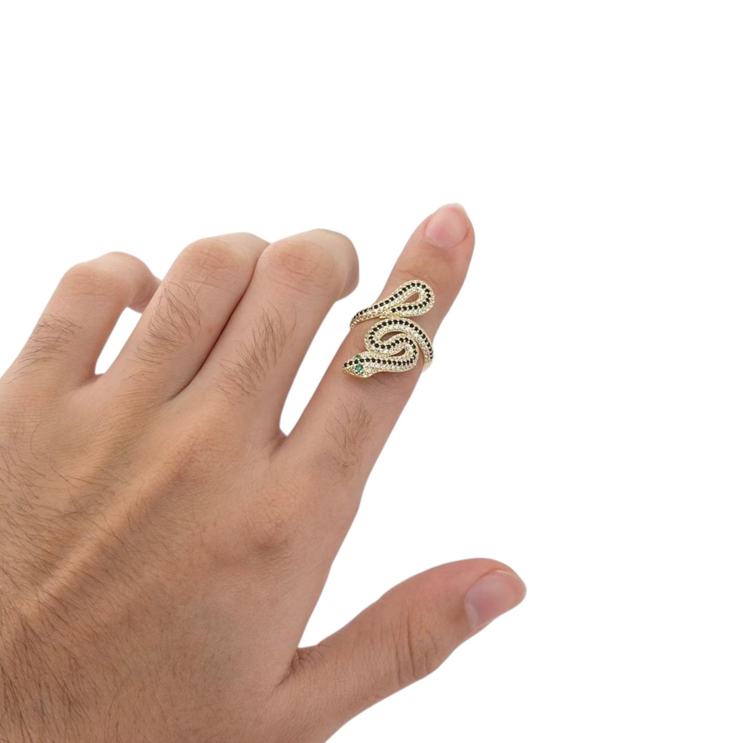 Snake CZ Ring - 10K Yellow Gold
