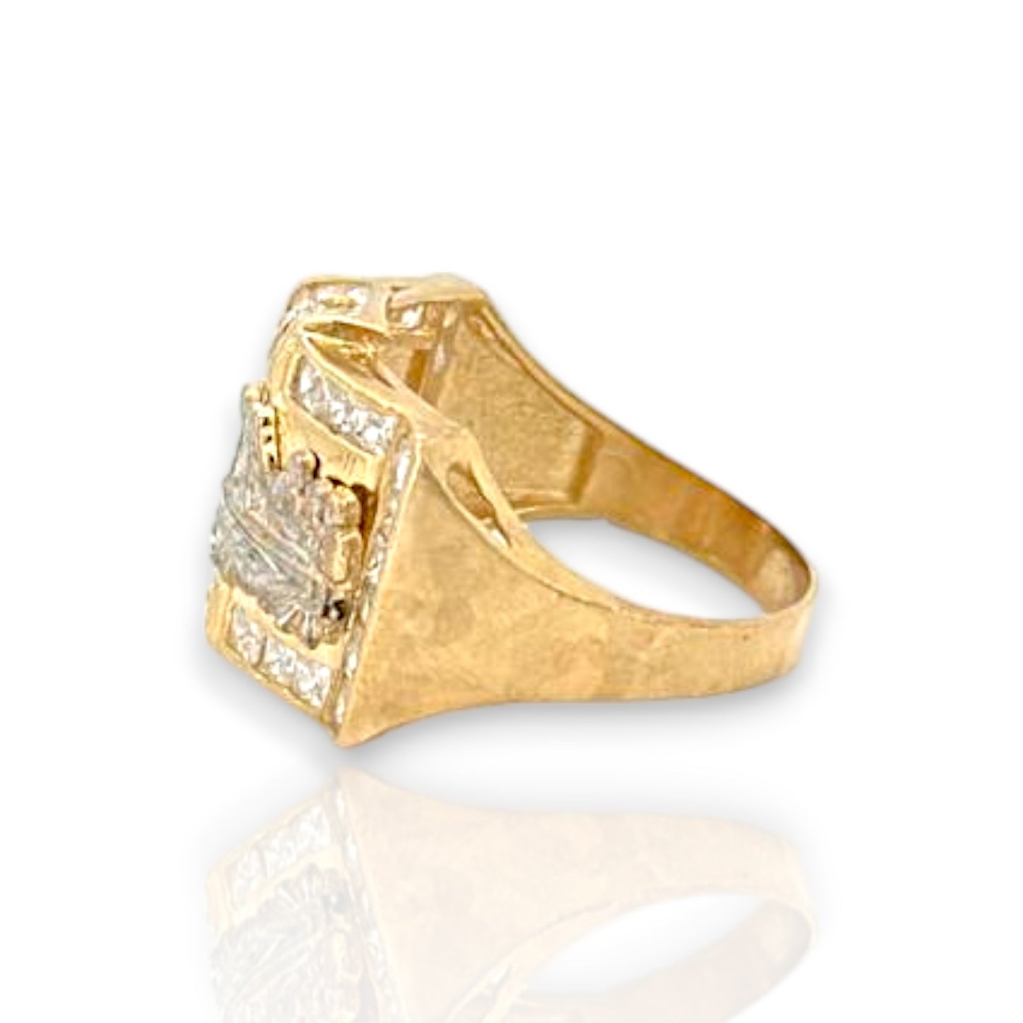 Last Supper Two Tone CZ Ring - 10K Yellow Gold