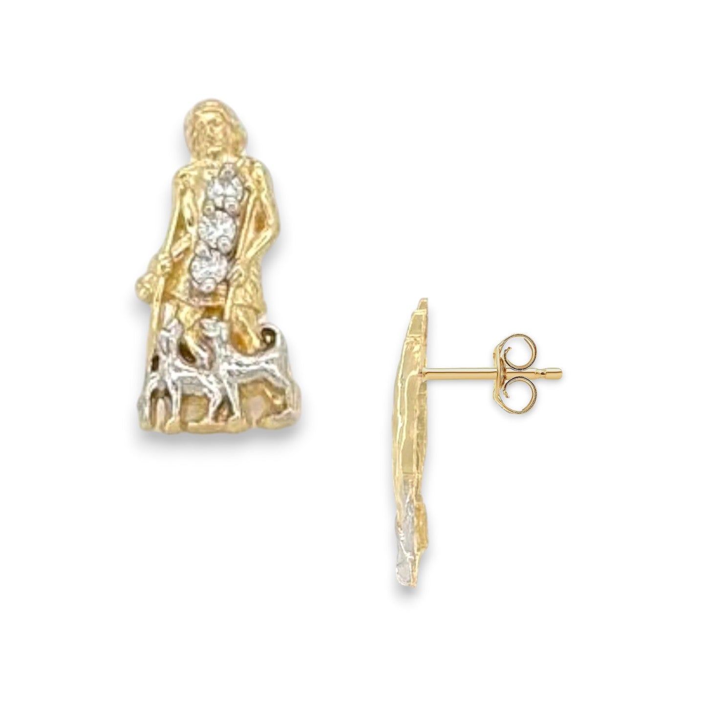 Saint Lazarus Earrings - 10k Yellow Gold