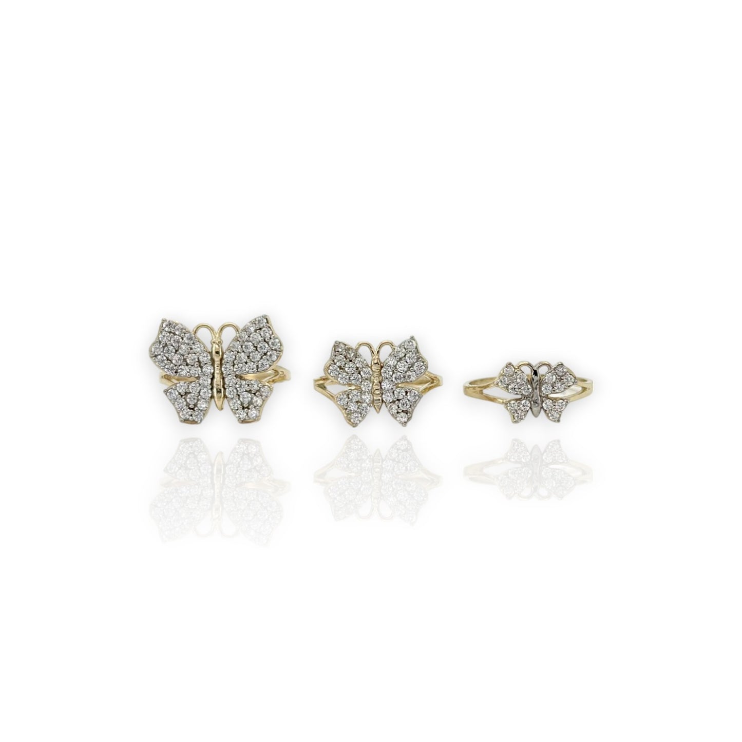 Butterfly CZ Ring - 10K Yellow Gold