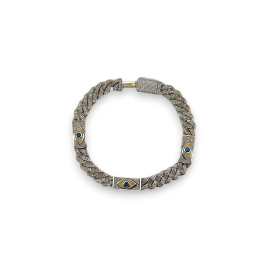 Evil Eye Natural Diamond Bracelet - 10K Two Tone