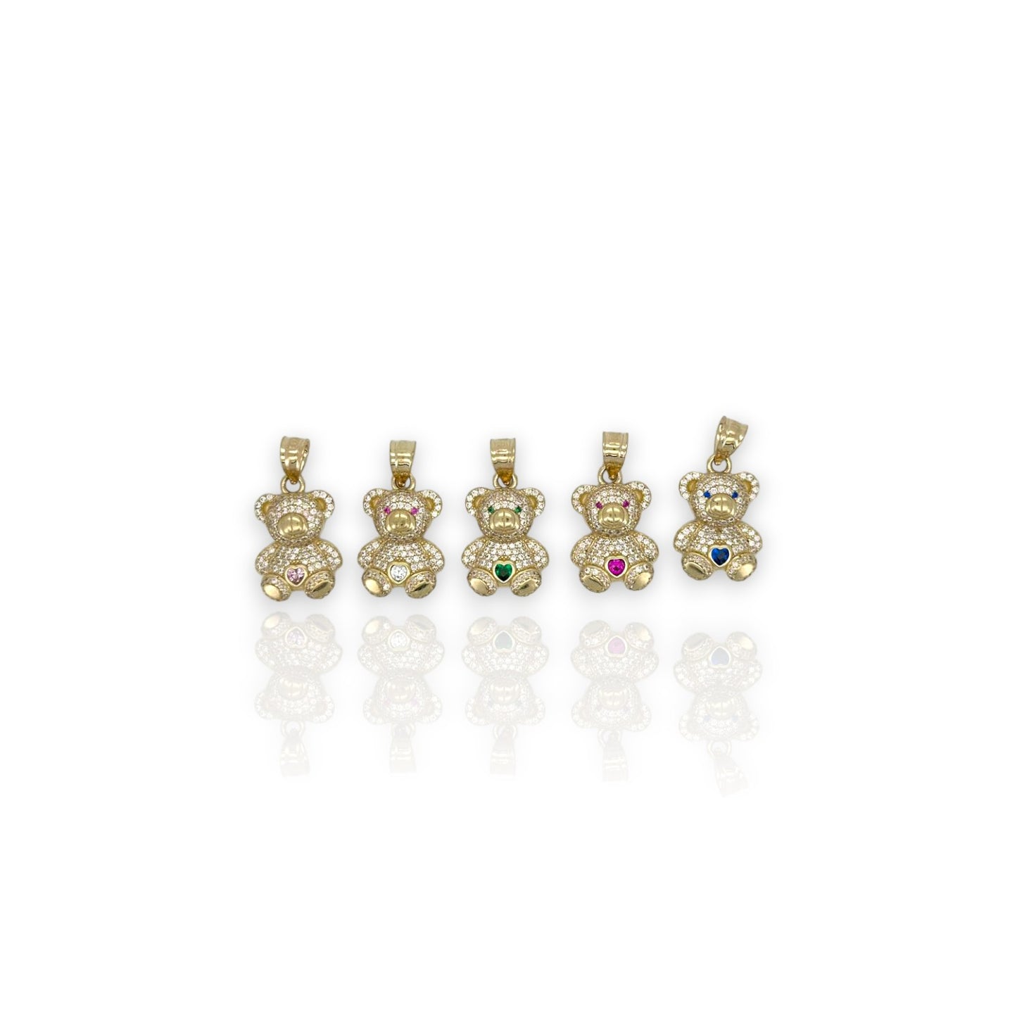 Teddy Bear Pendant Cubic Zirconia CZ - 14k Yellow Gold