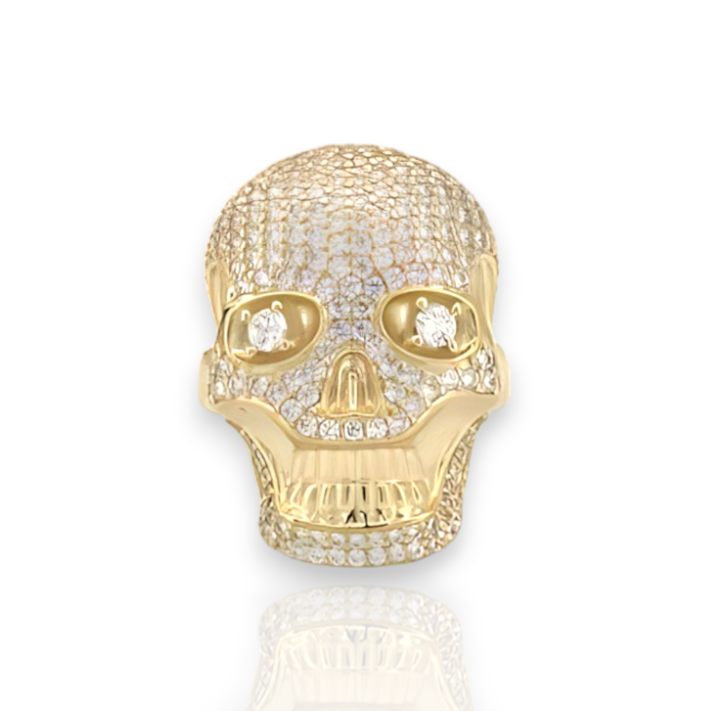 Skull Ring CZ - 10K Yellow Gold