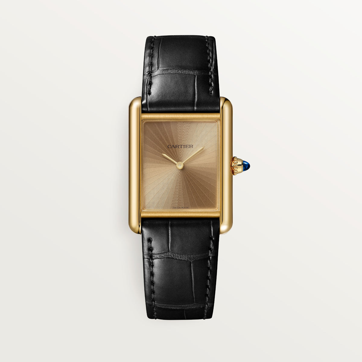 Cartier Tank Louis Cartier WGTA0211 - Medium model 18K yellow gold, Golden with sunray effect Dial, Semi-matte black alligator leather strap