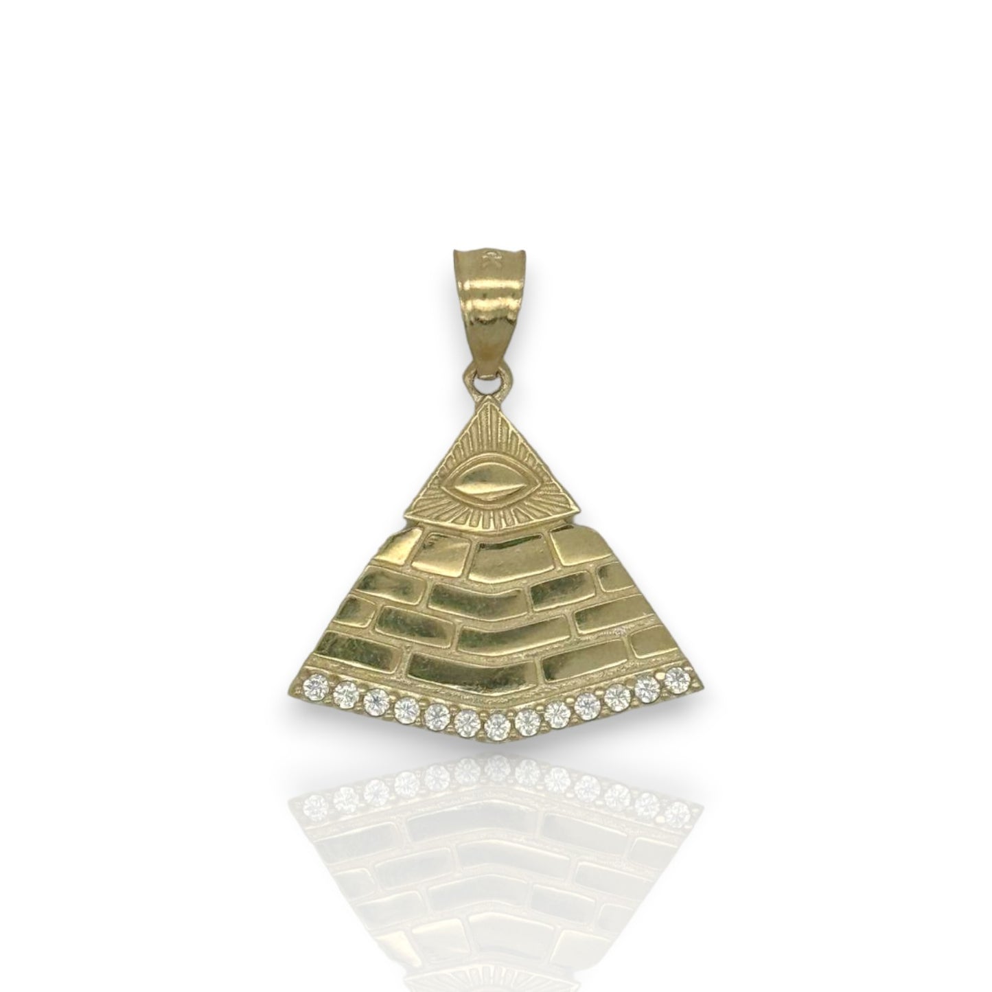 Pyramed Cz "All Seeing Eye" Pendant - 10K Yellow Gold