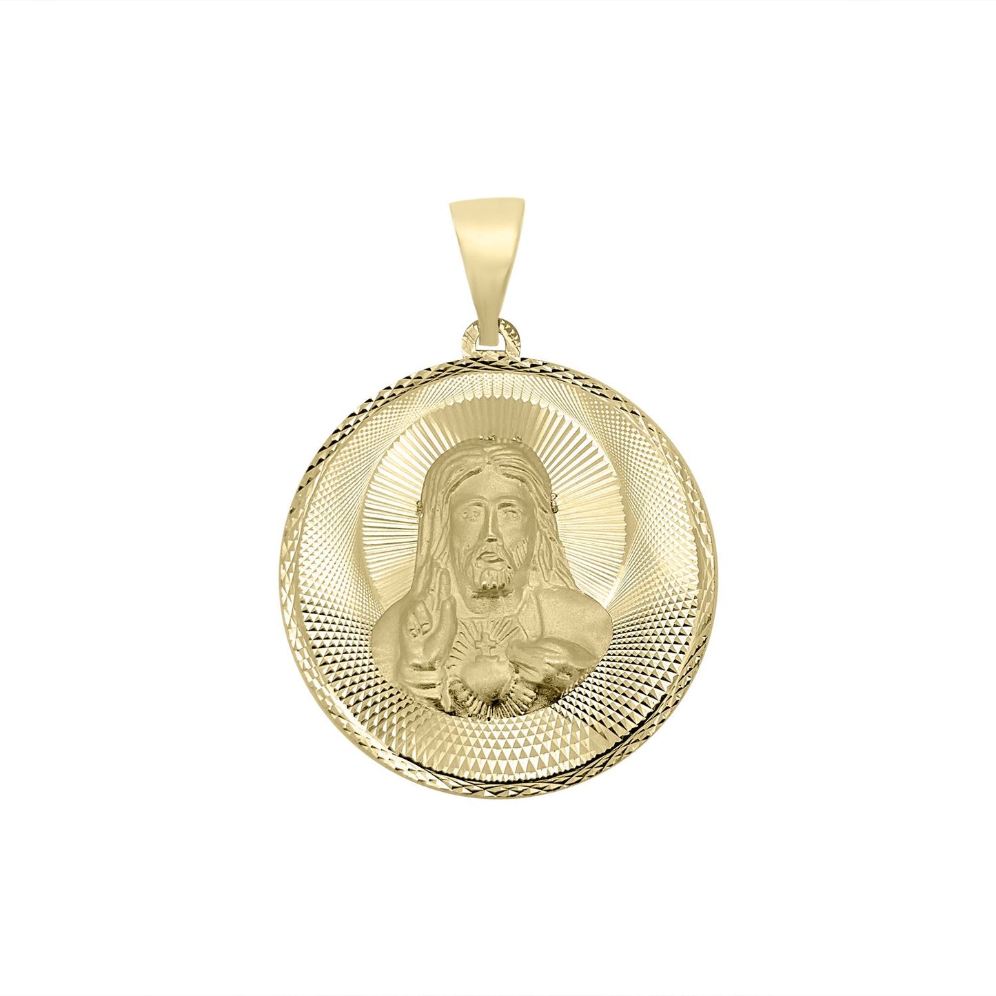 Jesus & Virgin Mary Two Sided Pendant - 14K Tri Color