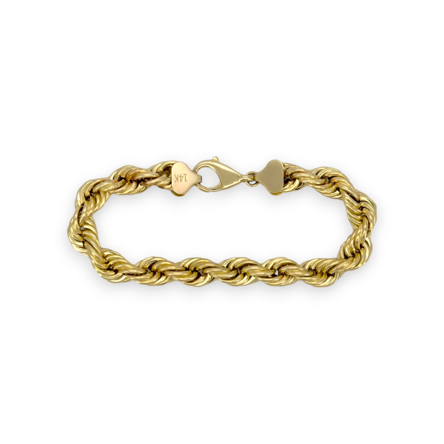 Pulsera de cadena de cuerda - Oro amarillo de 14 k - Sólida