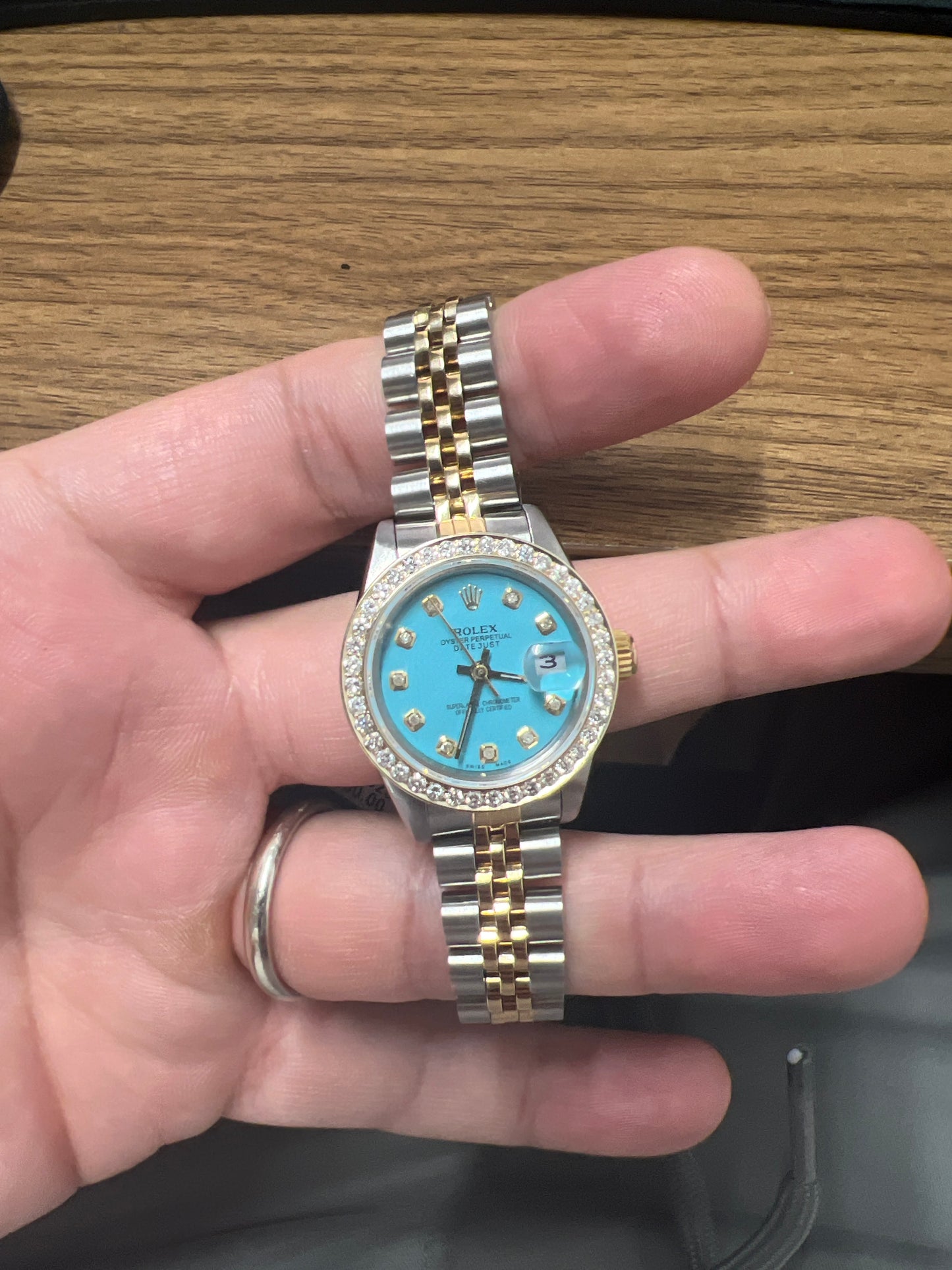 Rolex Datejust Diamond Bezel Watch 26mm Turquoise Diamond Dial | 1.10ct