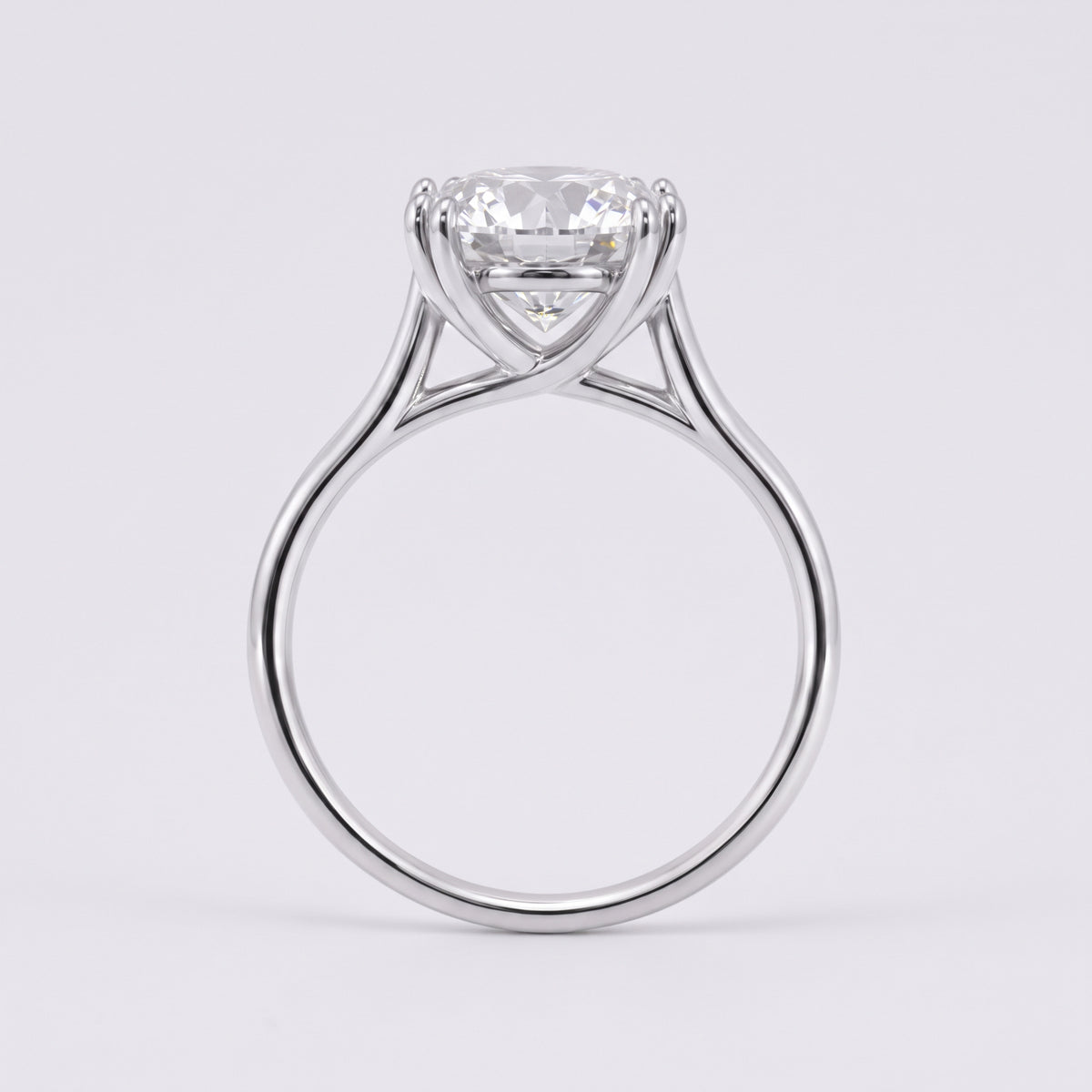 14K Round Solitaire — Double Prong Cathedral