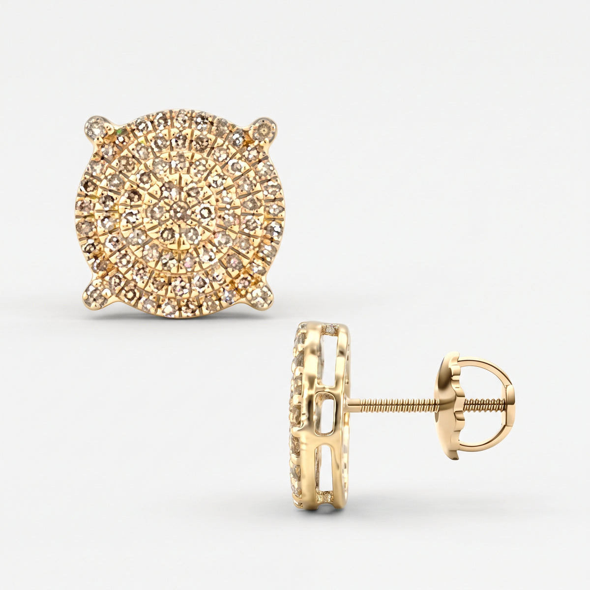 0.85ct Diamond Round Stud Earrings - 14k Yellow Gold