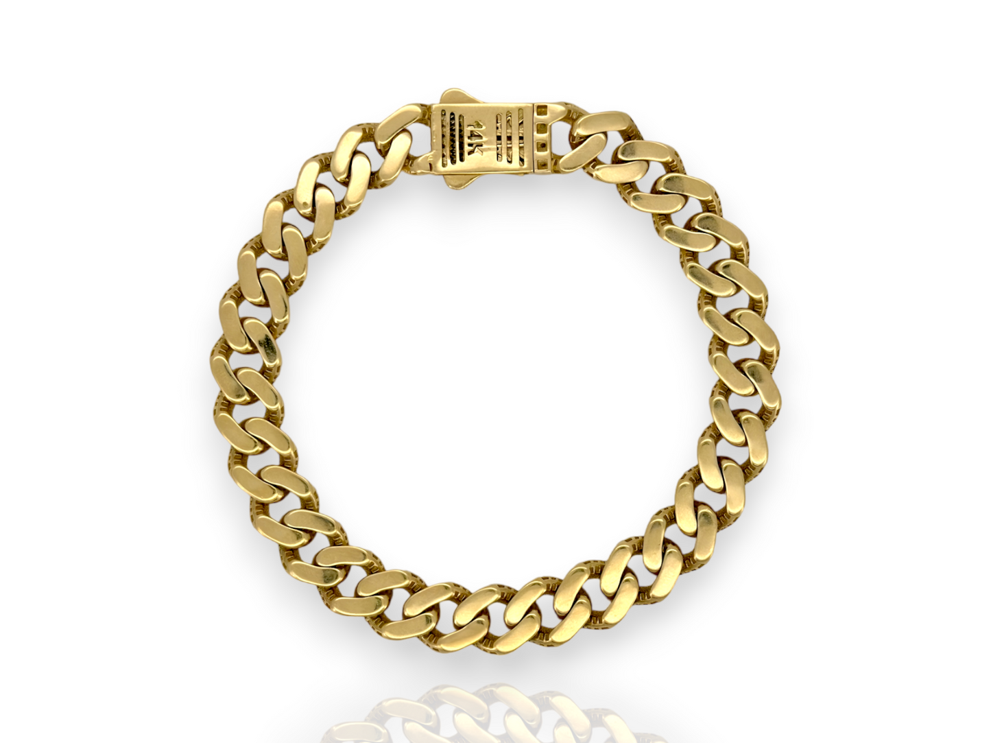 Monaco Chain Miami Cuban Link CZ Lock Bracelet - 10K Yellow Gold - Hollow