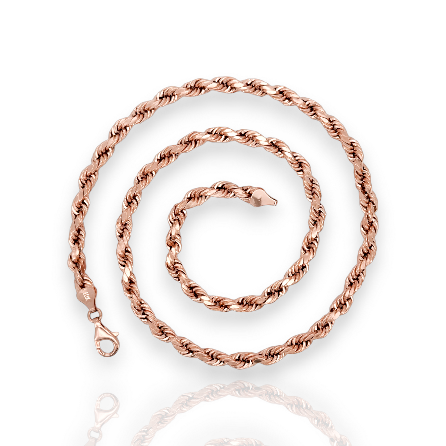 Rope Chain Necklace - 10K Rose Gold - Solid