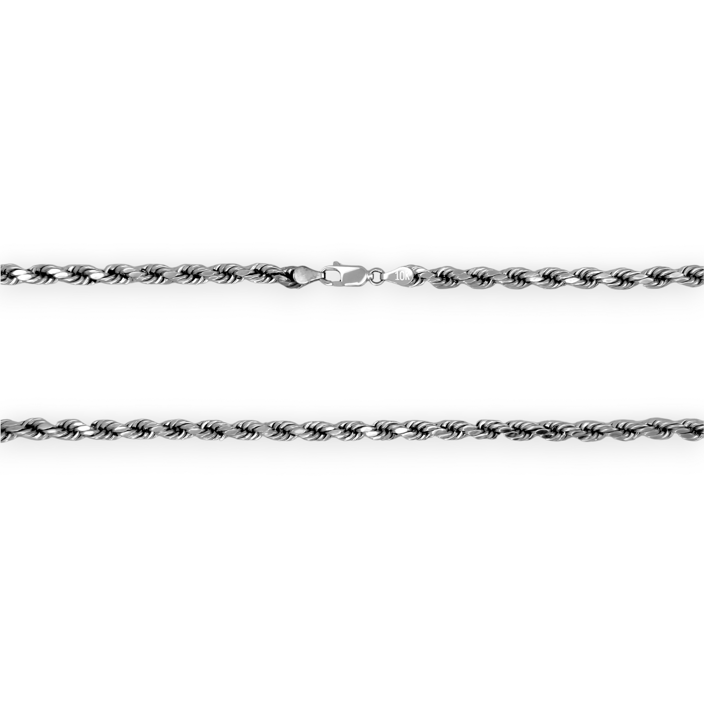 Collar de cadena de cuerda - Oro blanco de 10 quilates - Sólido