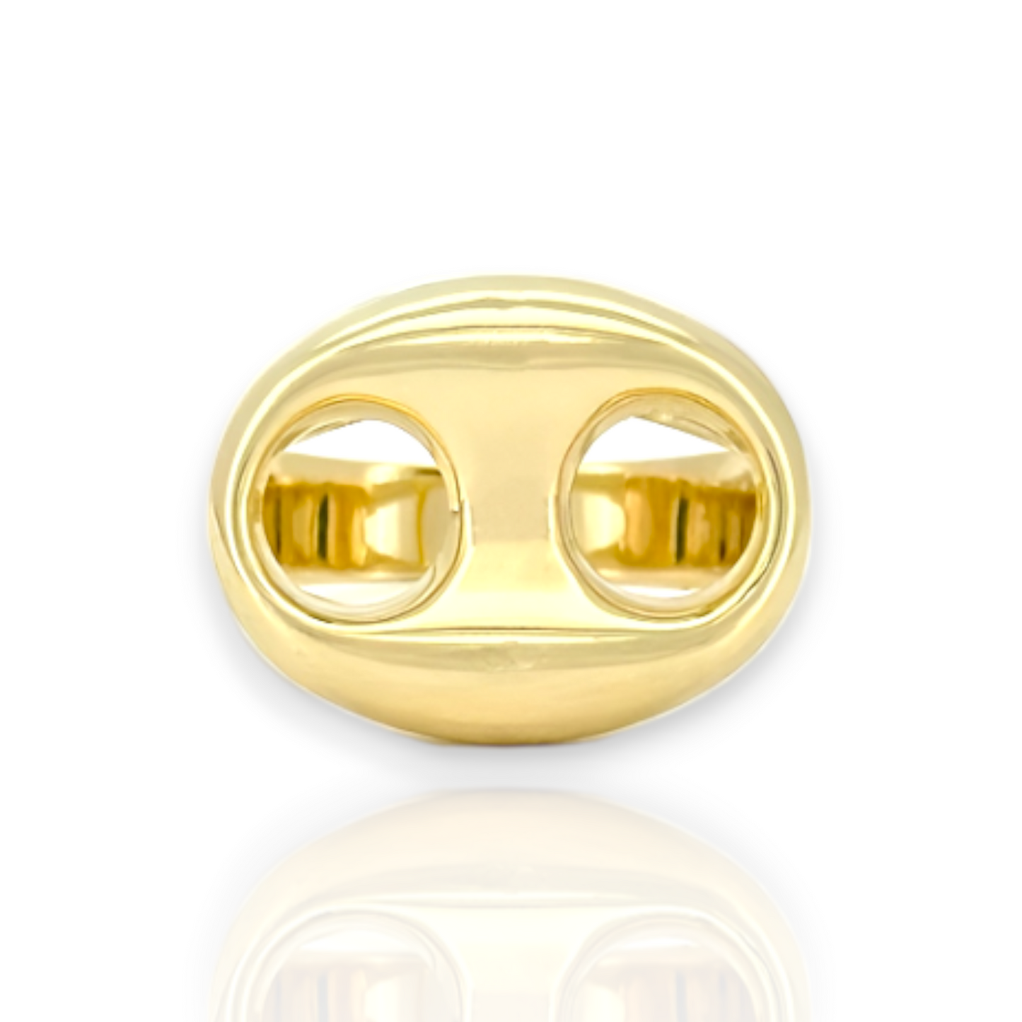 Puffed Mariner Link Ring - Size Variation - 10K Yellow Gold