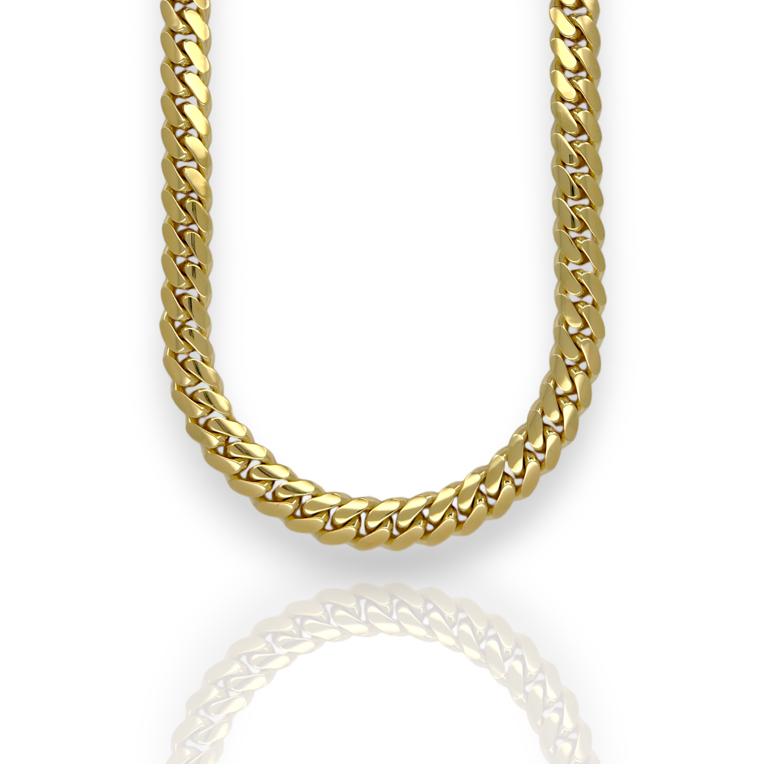 Miami Cuban Link Chain Necklace 14k Yellow Gold - Solid – Amjewelrynyc