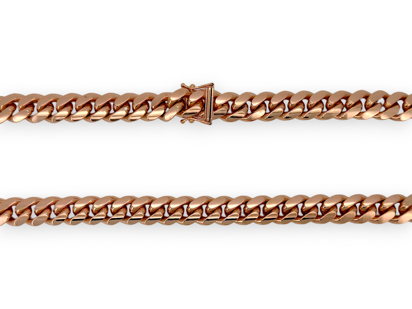 Collar de cadena de eslabones cubanos de Miami en oro rosa de 14 quilates - Sólido