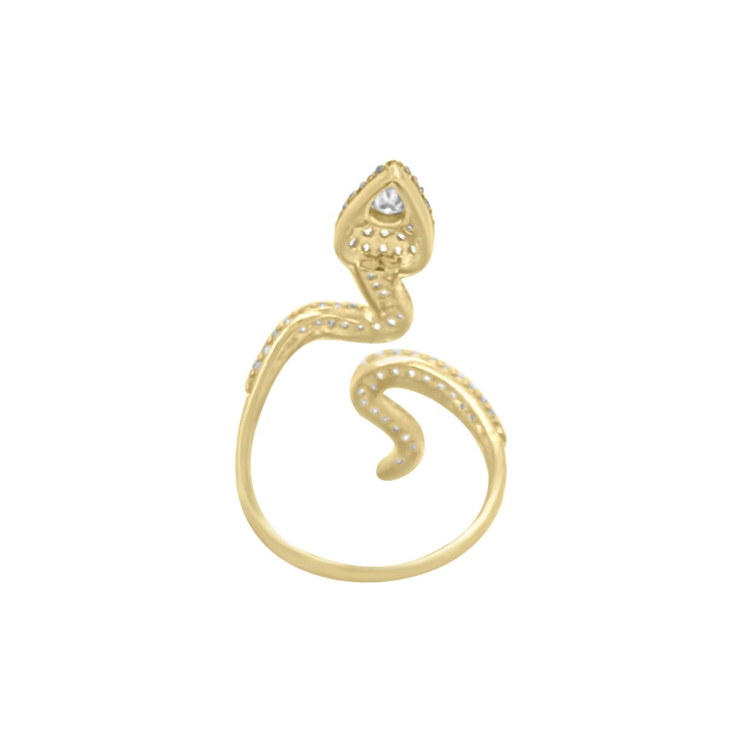 Snake CZ Ring - 10K Yellow Gold