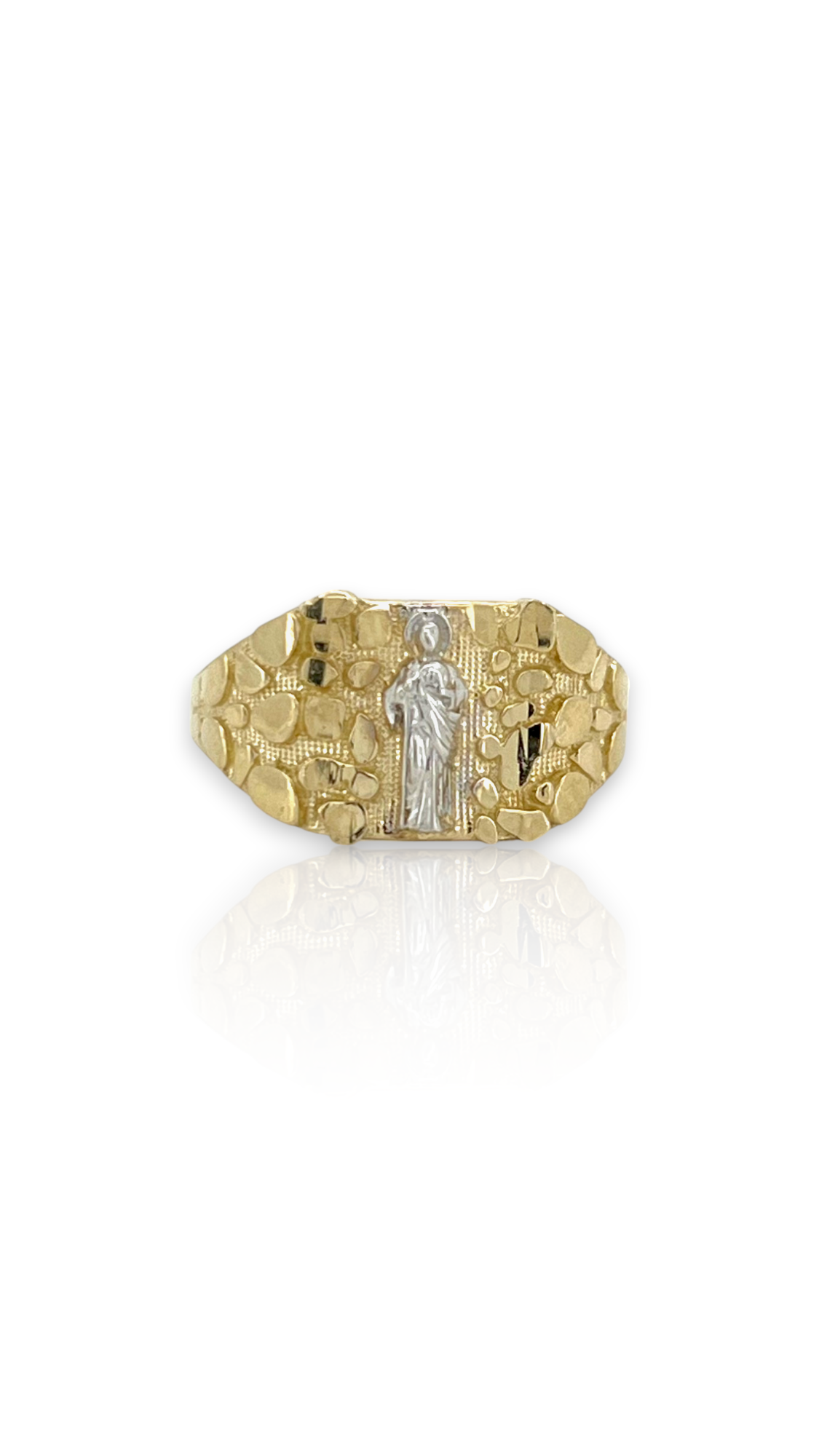 10K Yellow Gold Virgin Mary Guadalupe Two tone Ring - real yellow gold ring