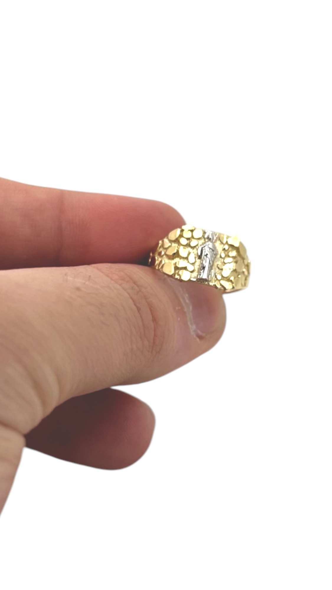 10K Yellow Gold Virgin Mary Guadalupe Two tone Ring - real yellow gold ring