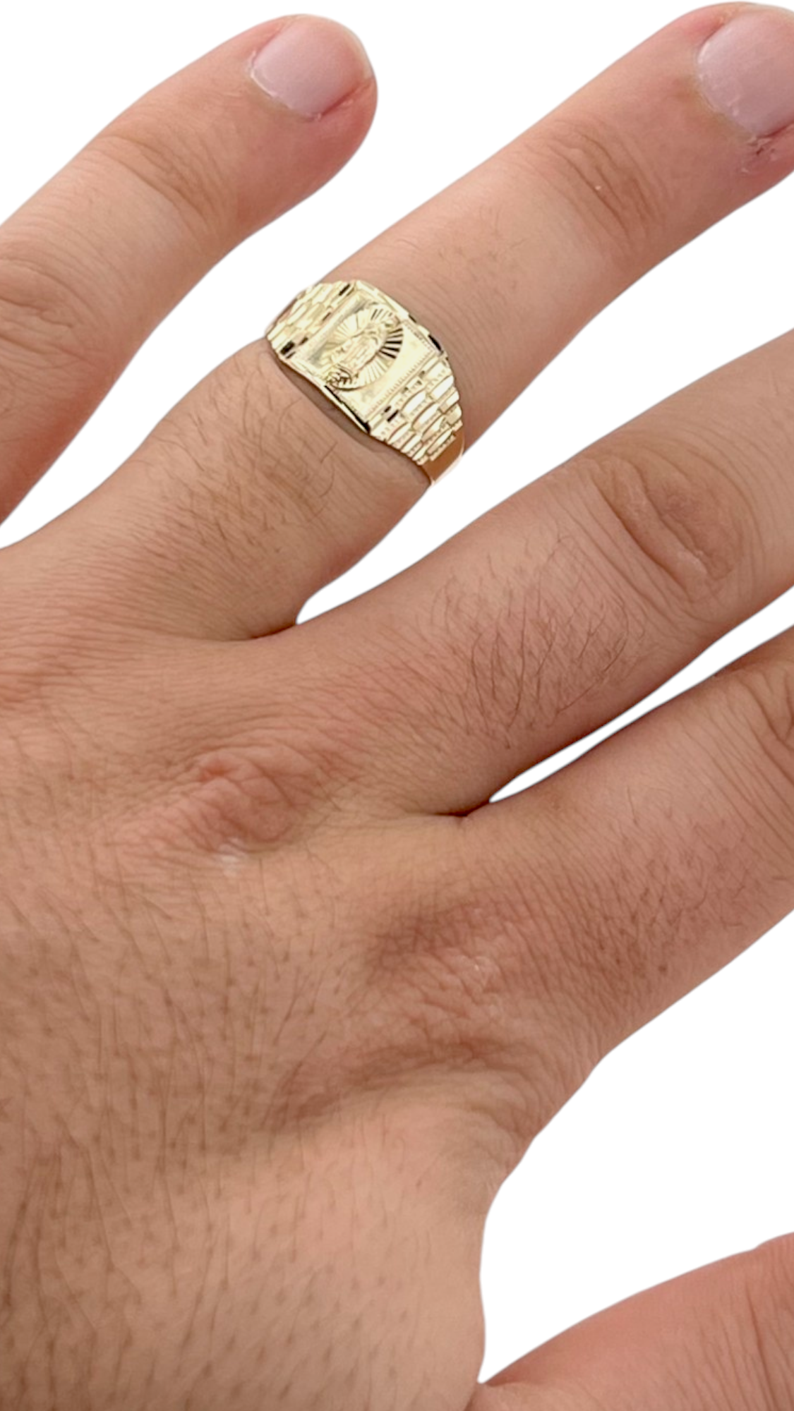 10K Yellow Gold Virgin Mary Guadalupe Ring - real yellow gold ring