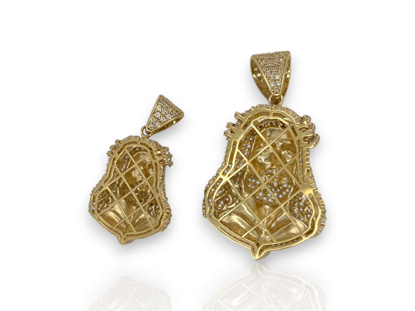 10K Yellow Gold Jesus Head Pendant with CZ | Two Sizes Available | Real 10k Gold Religious Jewelry